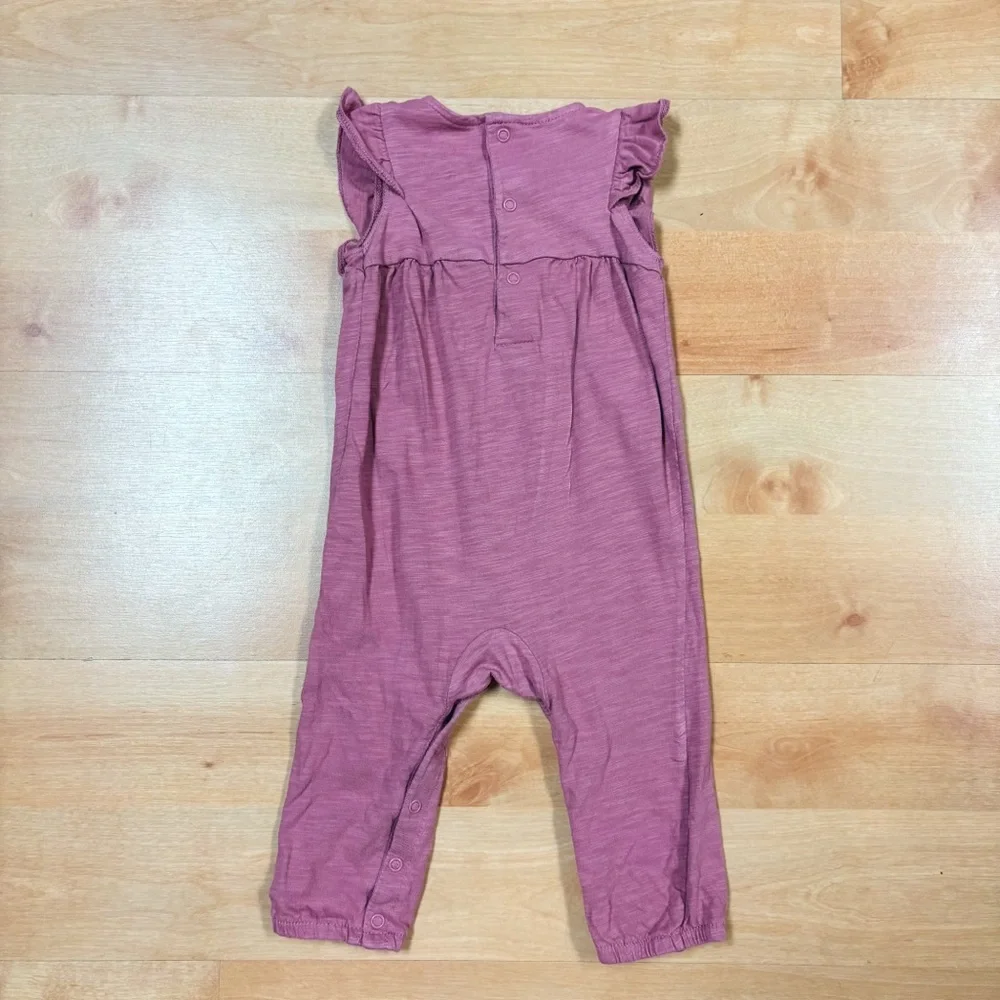 Carters Pink/Mauve Boho Ruffle Sleeve Embroidered Jumpsuit Size 12M
